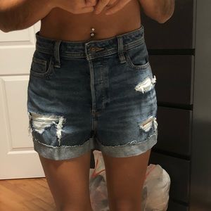 Ripped jean shorts